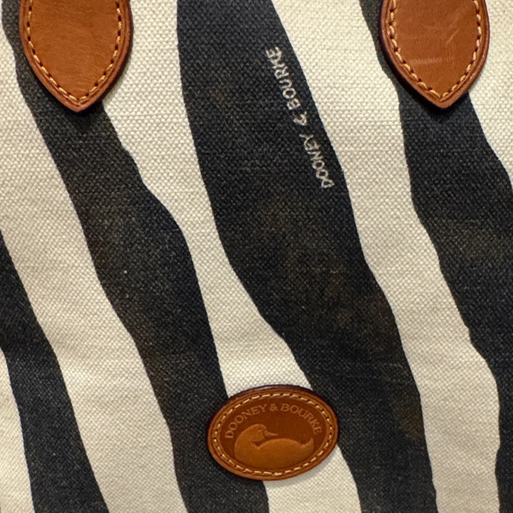 Dooney & Bourke Black and Cream Zebra Satchel - Picture 4 of 5